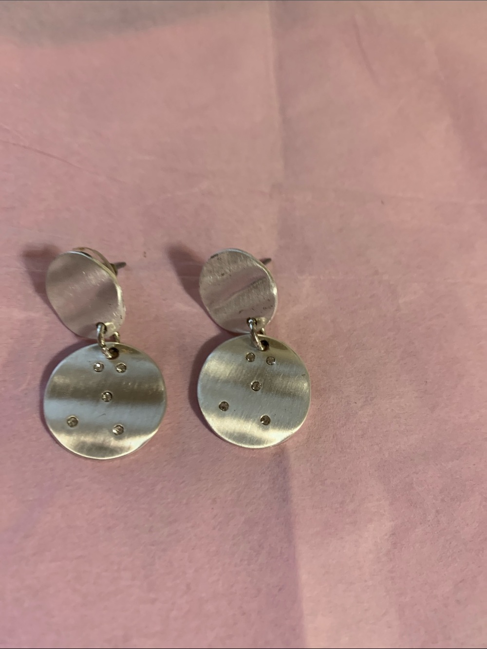 Silver-Tone Drop Disc Earrings
